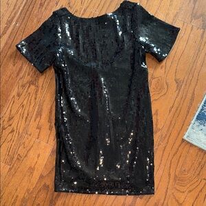Abercrombie and Fitch size extra small black Sequin Short Sleeve Dress nwt